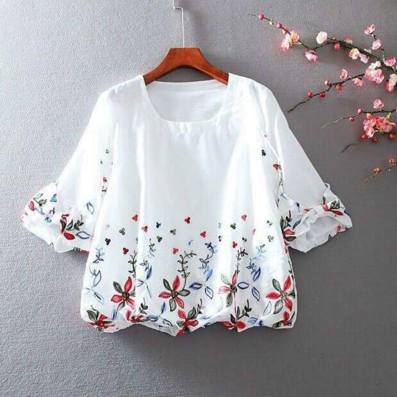 HÀNG NHẬP - ÁO KIỂU IN HOA TAY LỠ