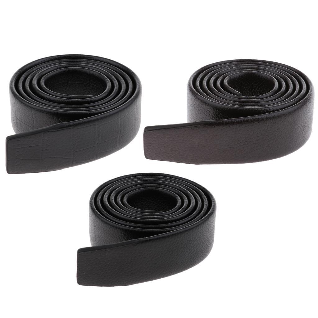 2x Fashion Waist Belt PU Leather Belt Adjustable Automatic Buckle Men Black