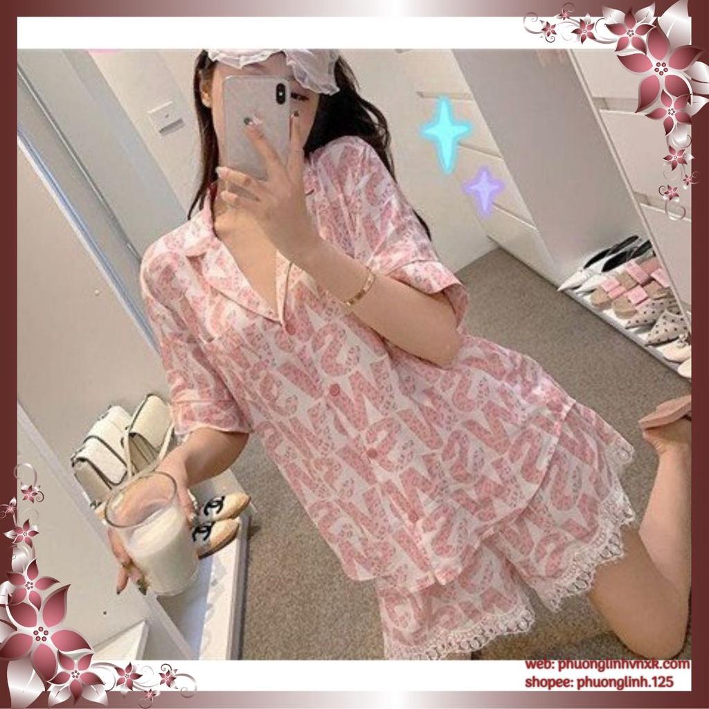BỘ LỤA PHA REN HÌNH CHỮ HỒNG CHO NỮ