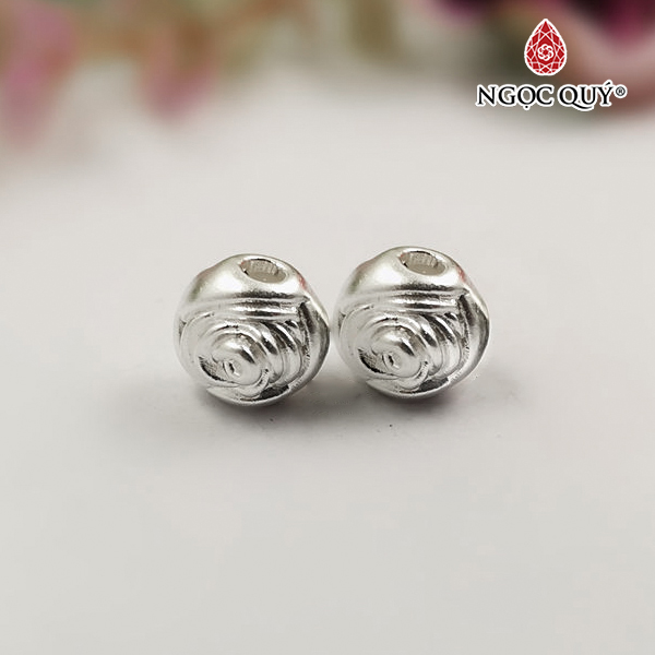 Charm bạc xỏ ngang hình hoa hồng - Ngọc Quý Gemstones