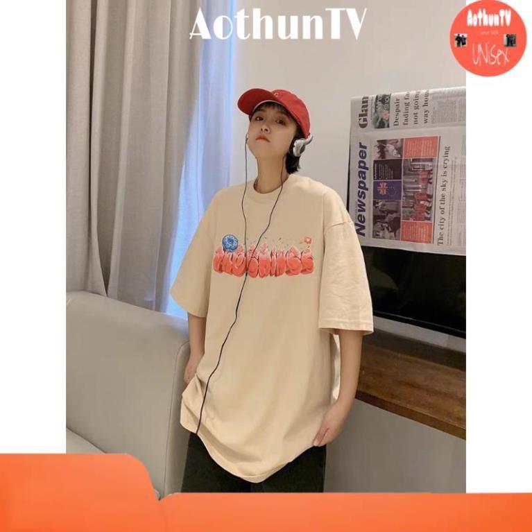 Áo thun tay lỡ, áo phông form rộng chất cotton mát mịn thấm hút mồ hôi in hình CHỮ đẹp