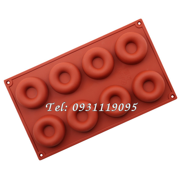 Khuôn silicon làm bánh, rau câu, socola vĩ 8 hình bánh Donut – Mã số 1444