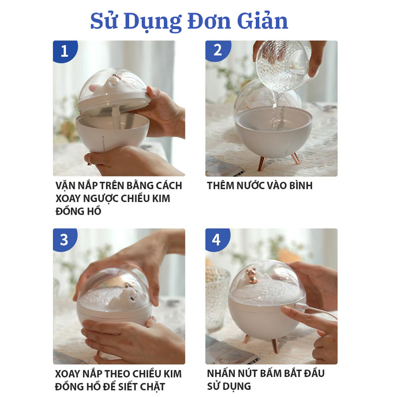 Máy phun sương tạo ẩm CYKE WT-E19 mini để bàn cho văn phòng, xông tinh dầu phòng ngủ, phiên bản không gian, đèn ngủ khuếch tán tinh dầu, hàng chính hãng