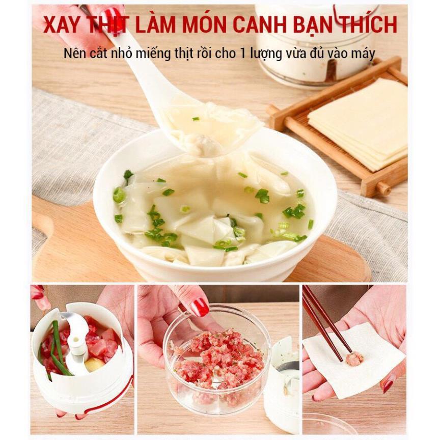 Máy xay tỏi ớt cầm tay Mini Food Chopper, dụng cụ xay ớt tỏi dây rút tiện lợi