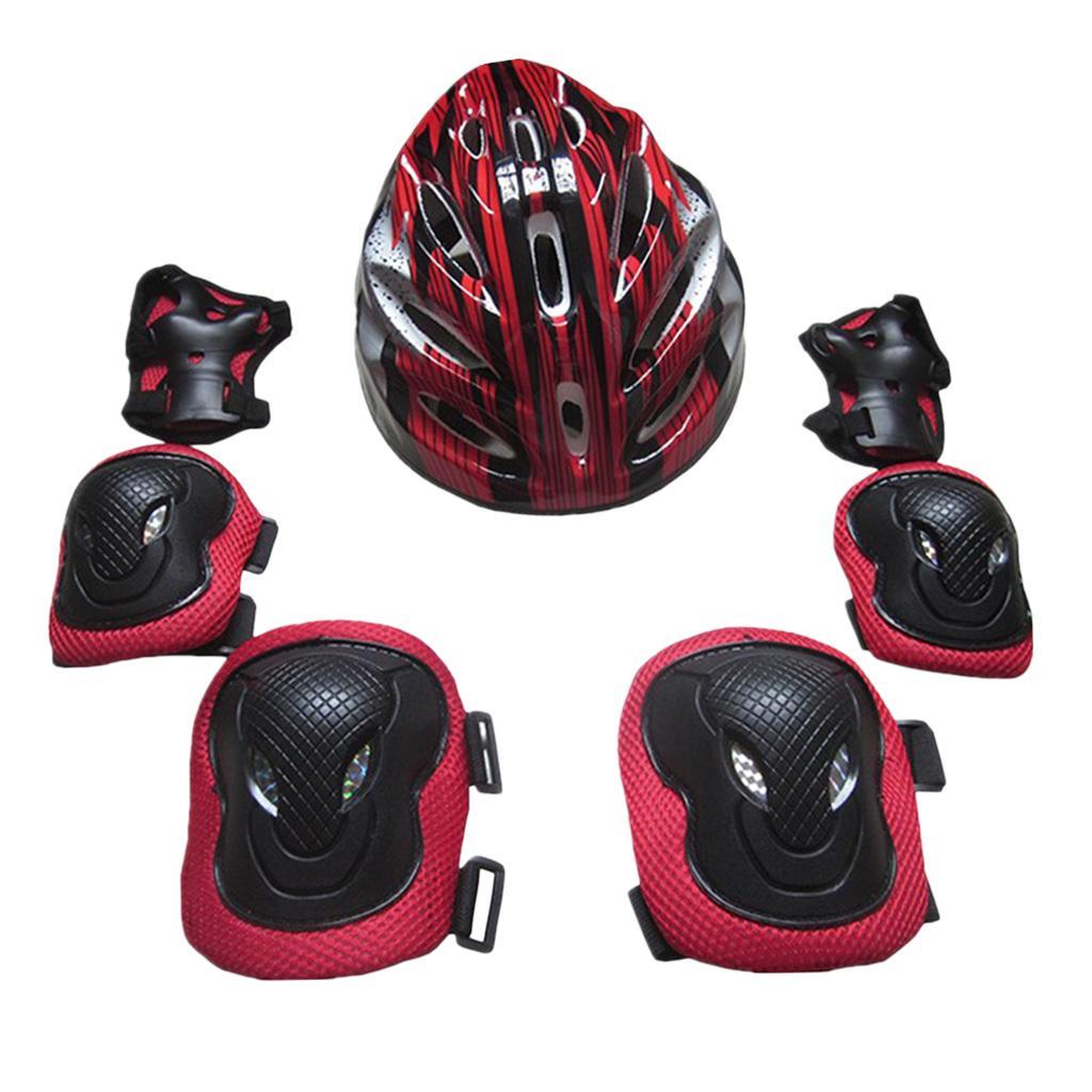 2 Set Outdoor Sports Protective Gear Set, Helmet and Pads of Wrist, Elbow, Knee for Multi-Sport. 7pcs/set for Kids Youth Adults