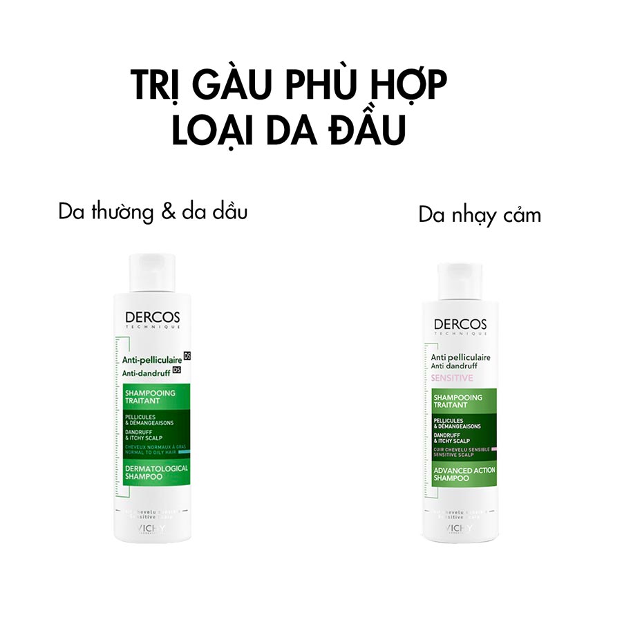 Dầu gội sạch gàu cho da đầu dầu, ngứa Vichy Dercos Anti Dandruff 200ml
