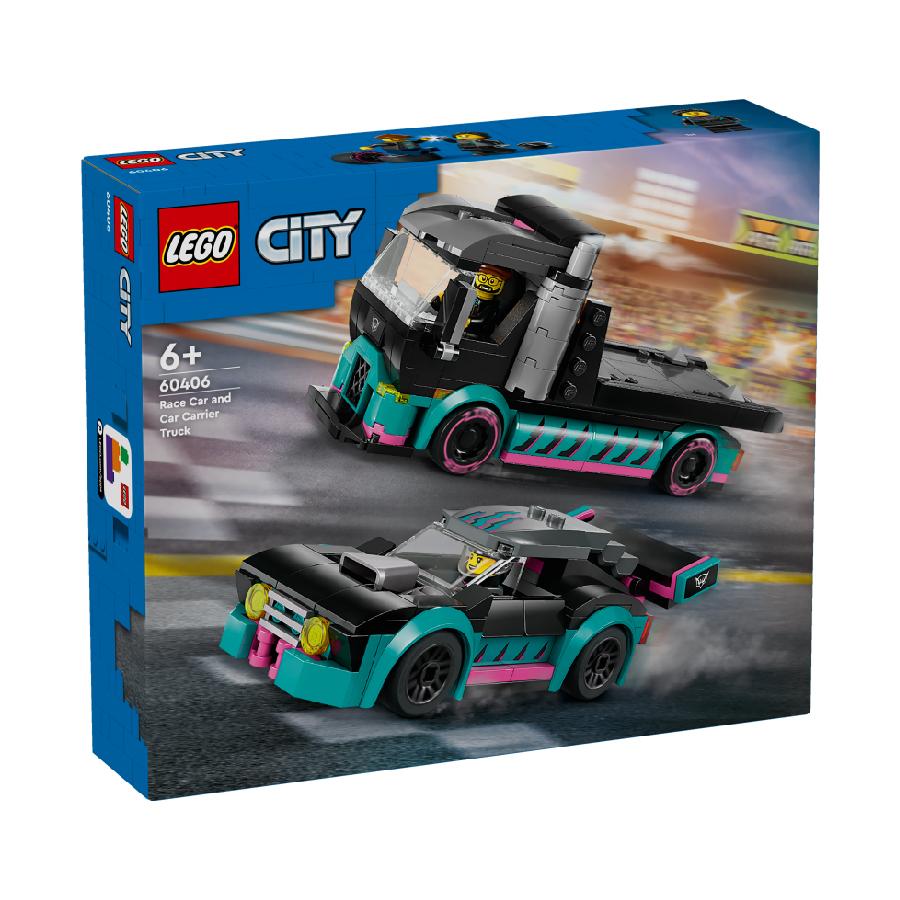 Đồ Chơi Lắp Ráp Xe Tải Vận Chuyển Xe Đua LEGO CITY 60406 (328 chi tiết)