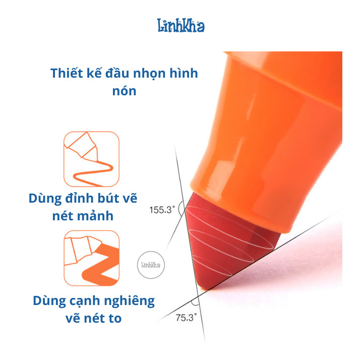 Bút Lông Màu Nguyên Liệu An Toàn Dễ Dàng Tẩy Rửa hiệu Mideer 12 màu - Mideer washable marker