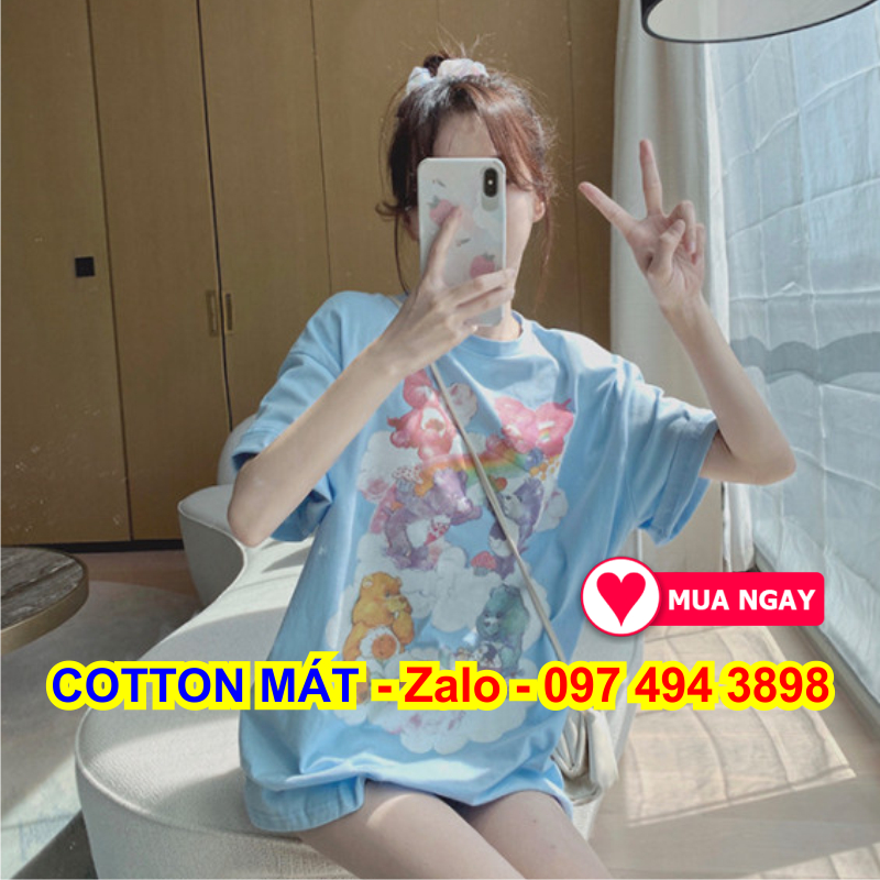 Áo thun, áo phông ngắn tay form rộng phong cách unisex kiểu áo t-shirt hình gấu dễ thương bao xài không phai chống nhăn hiệu quả giặt phơi lên là thẳng tắp