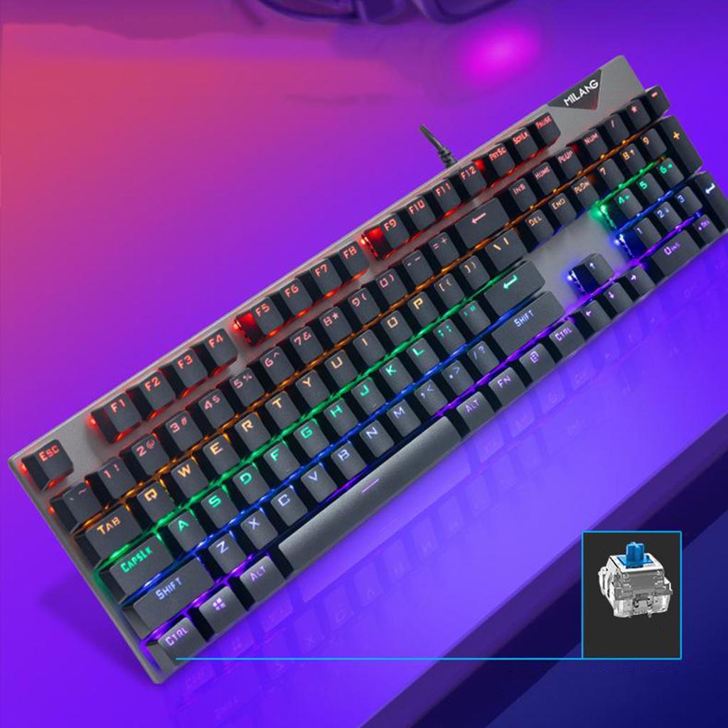 USB Wired Gaming RGB Mechanical Keyboard 104 Key LED Backlit Multi Color - Red
