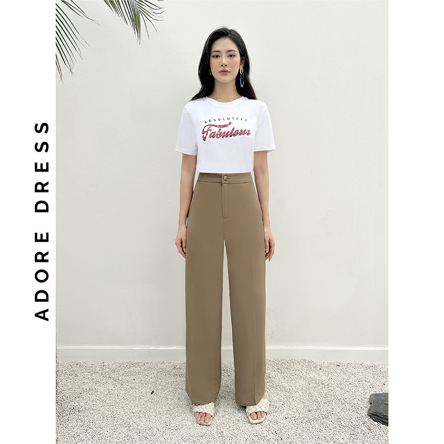 Quần Culottes casual style tuytsy trơn nâu ánh rêu  và đen 321TR2003 ADORE DRESS