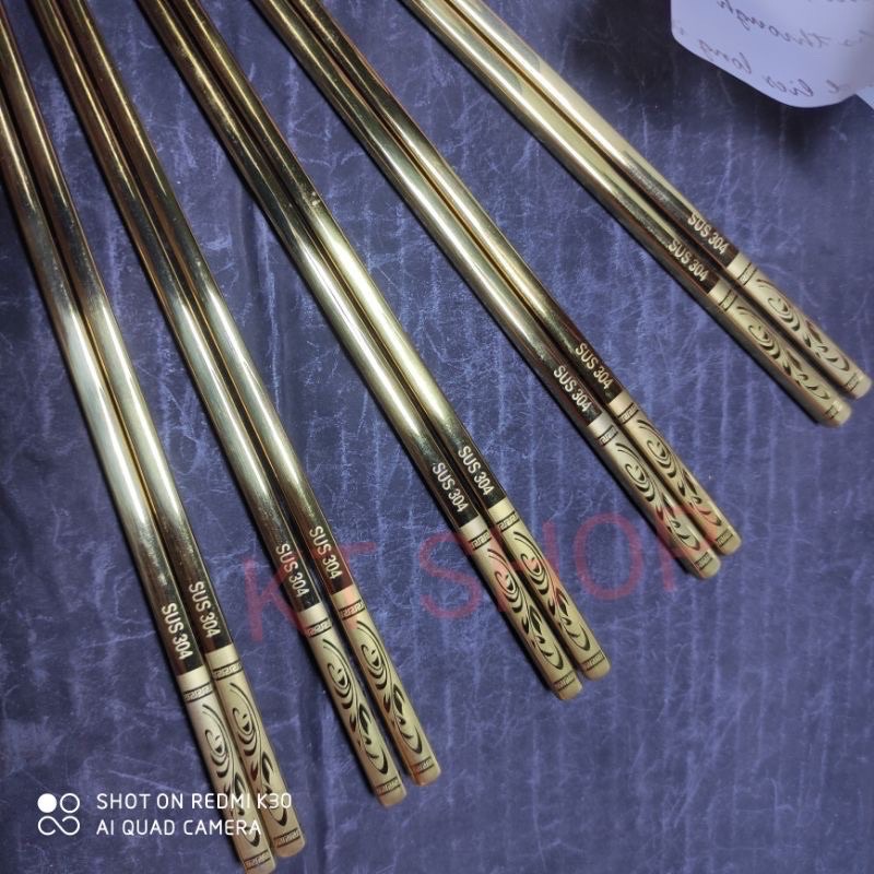 5 đôi Đũa inox cán vuông mạ vàng cao cấp