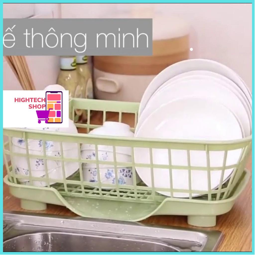 Rổ úp chén, giá úp bát đĩa có khay hứng thoát nước kèm ống đựng đũa loại đẹp