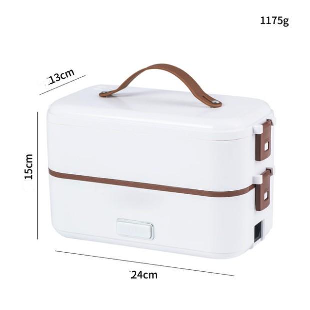 Hộp đựng cơm hâm nóng văn phòng 2 tầng Bento White