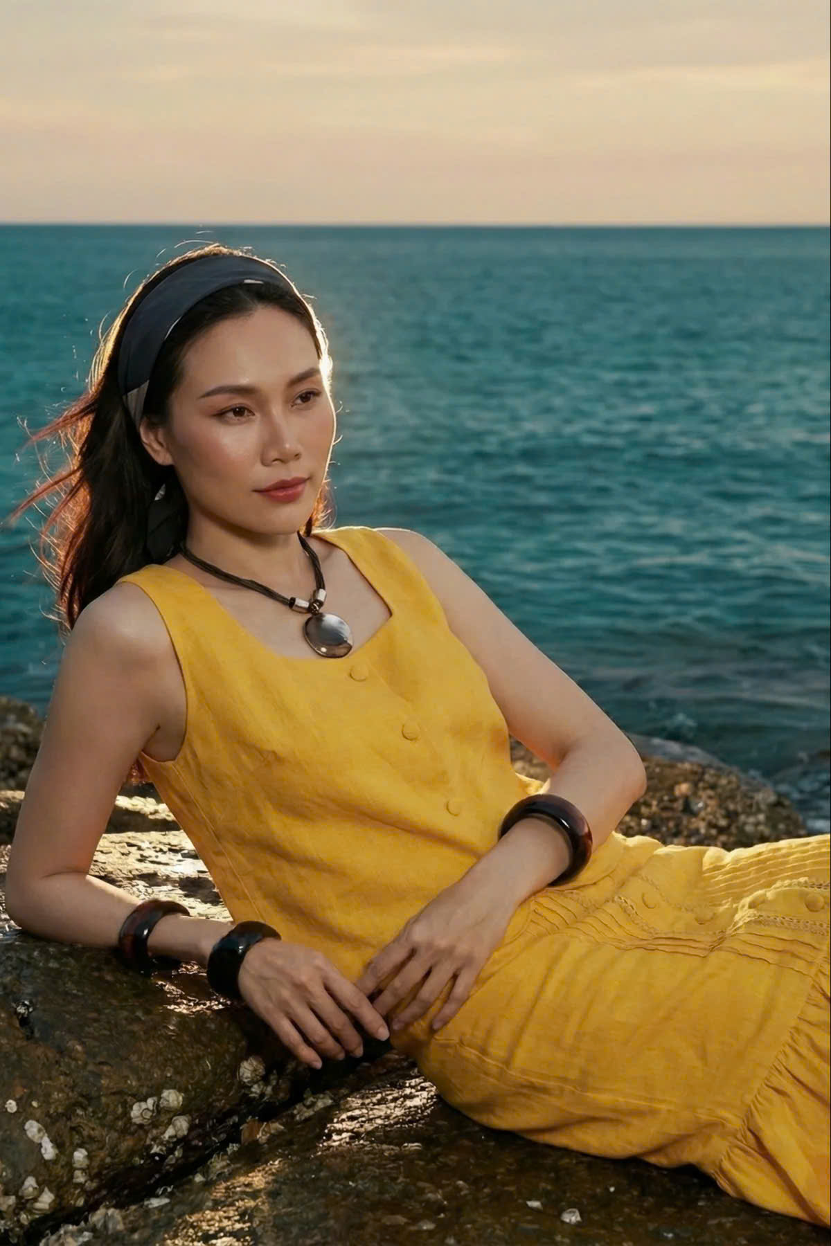 Áo Croptop Linen Vàng Tràng An TOP229 thời trang thiết kế Hity