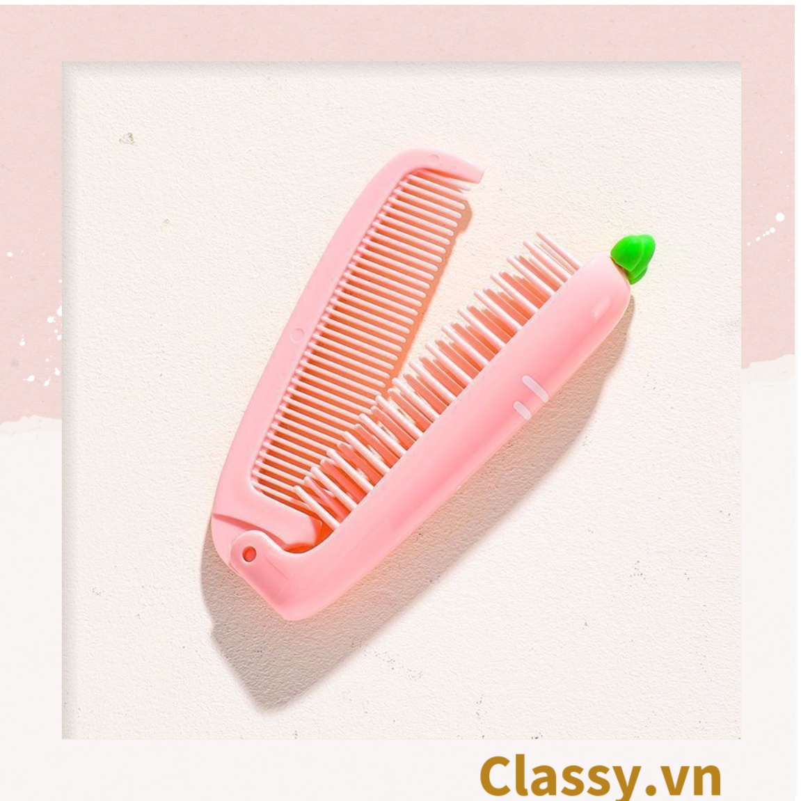 Lược cầm tay mini 2 đầu, gấp gọn Classy tiện lợi hình trái cây cà rốt củ cải nhỏ gọn có thể mang theo PK1566