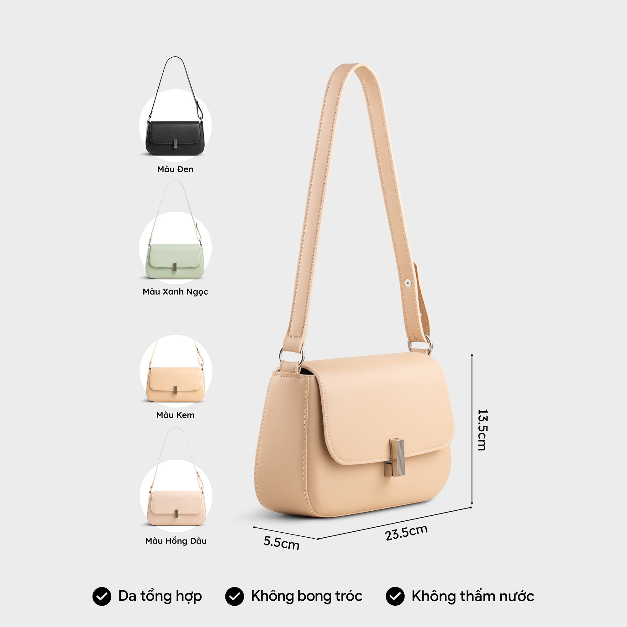 Túi Yuumy ( Thời trang nữ phối khóa kim loại size 24 - Túi đeo vai da Seasand YN263 )