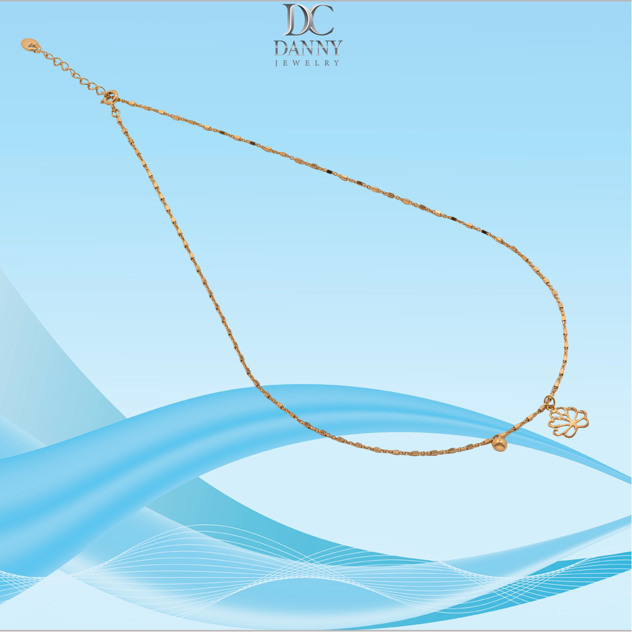 Dây Chuyền Có Mặt Danny Jewelry Bạc 925 Xi Vàng Hồng Hình Cánh Hoa DM038