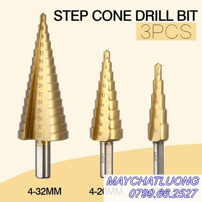 BỘ 3 MŨI KHOAN THÁP THẲNG ,XOẮN CỠ LƠN HSS