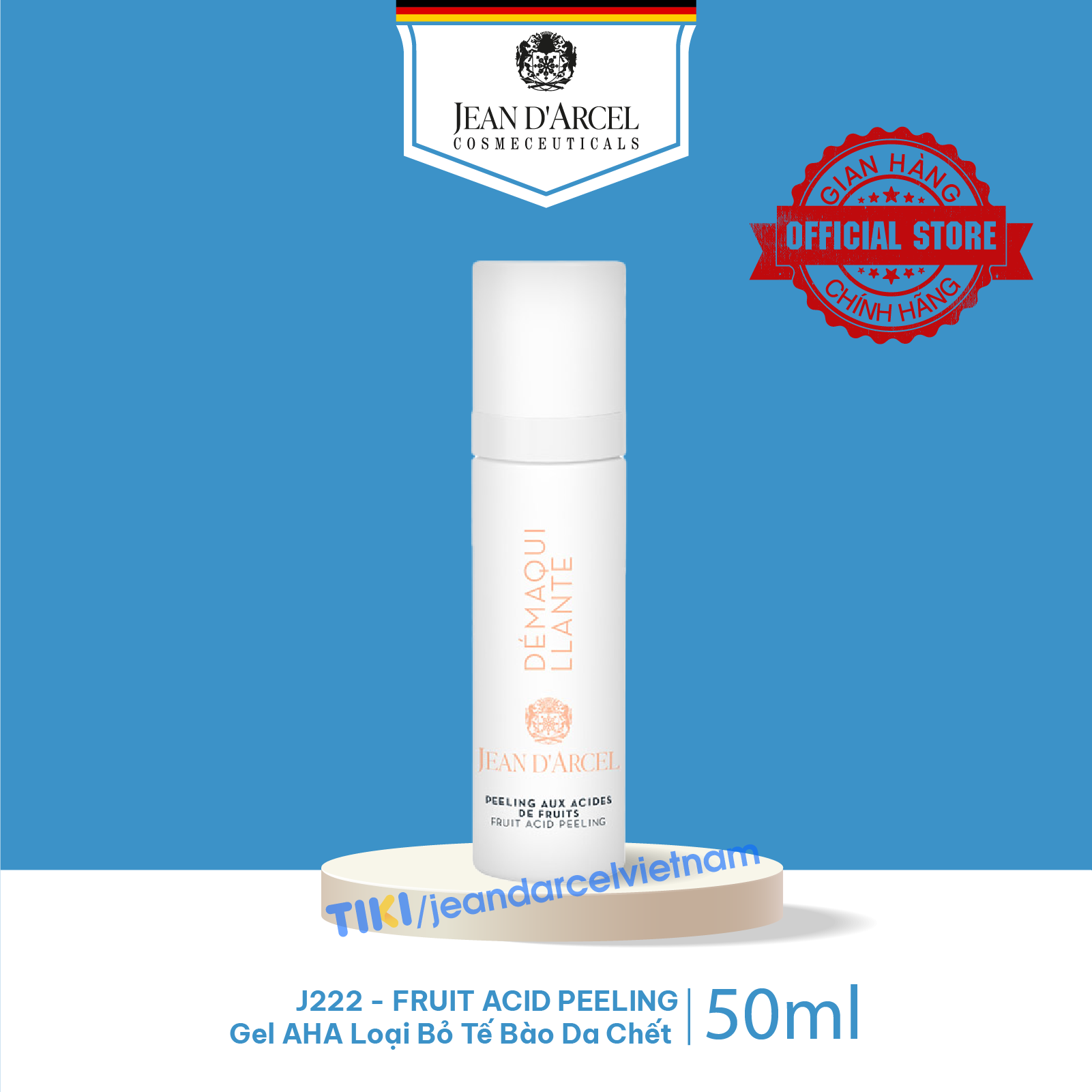 J222 Gel AHA loại bỏ tế bào da chết - Fruit Acid Peeling 50ml - Jean d'Arcel