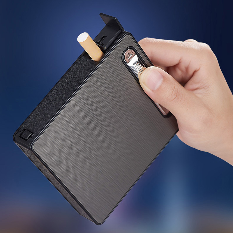 Bật Lửa Điện Kiêm Hộp Đựng Thuốc 20 Điếu Có Đèn Pin - Sạc Điện
