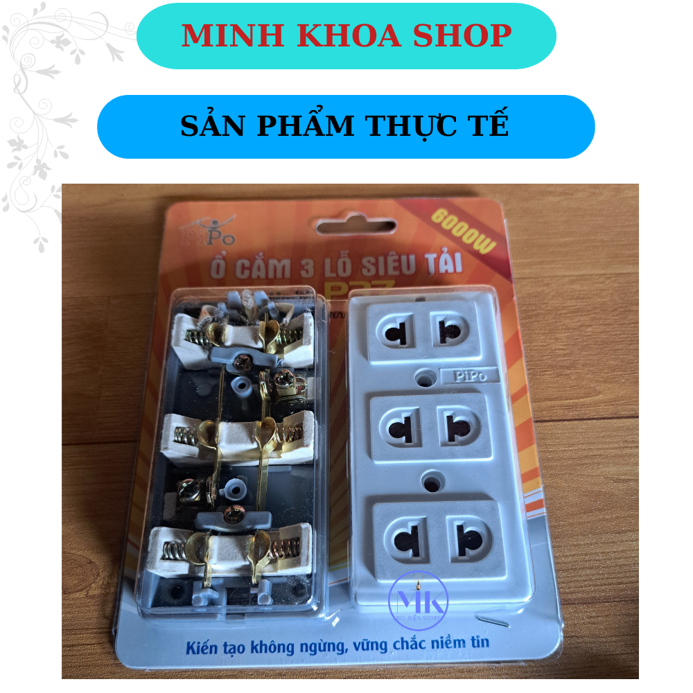 Ổ Điện không dây, ổ điện 3 lỗ PIPO P37 siêu chịu tải 6000w,hàng chính hãng