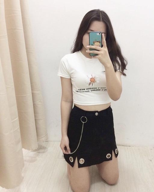 Áo thun croptop bông cúc