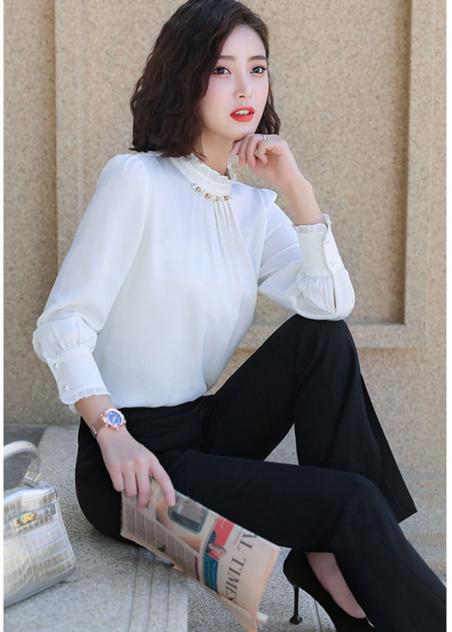Áo Sơ Mi Cổ Nhún Đính Hạt BY3300