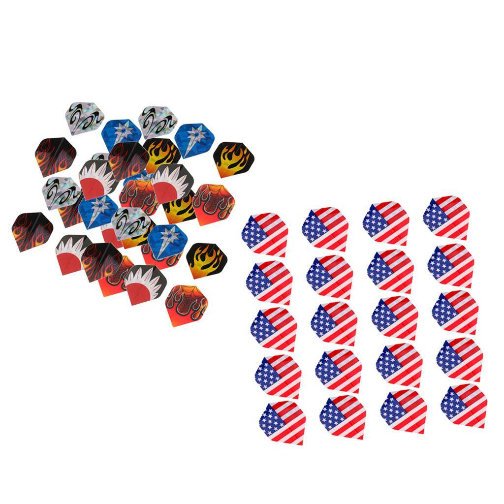 50 Pieces Standard  Flights -  National Flag and Flame Pattern- Durable and Professional