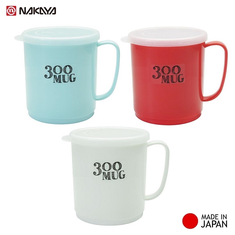 Cốc nhựa nắp mềm Nakaya 300ml R/B/W hàng nội địa Nhật Bản #K-519