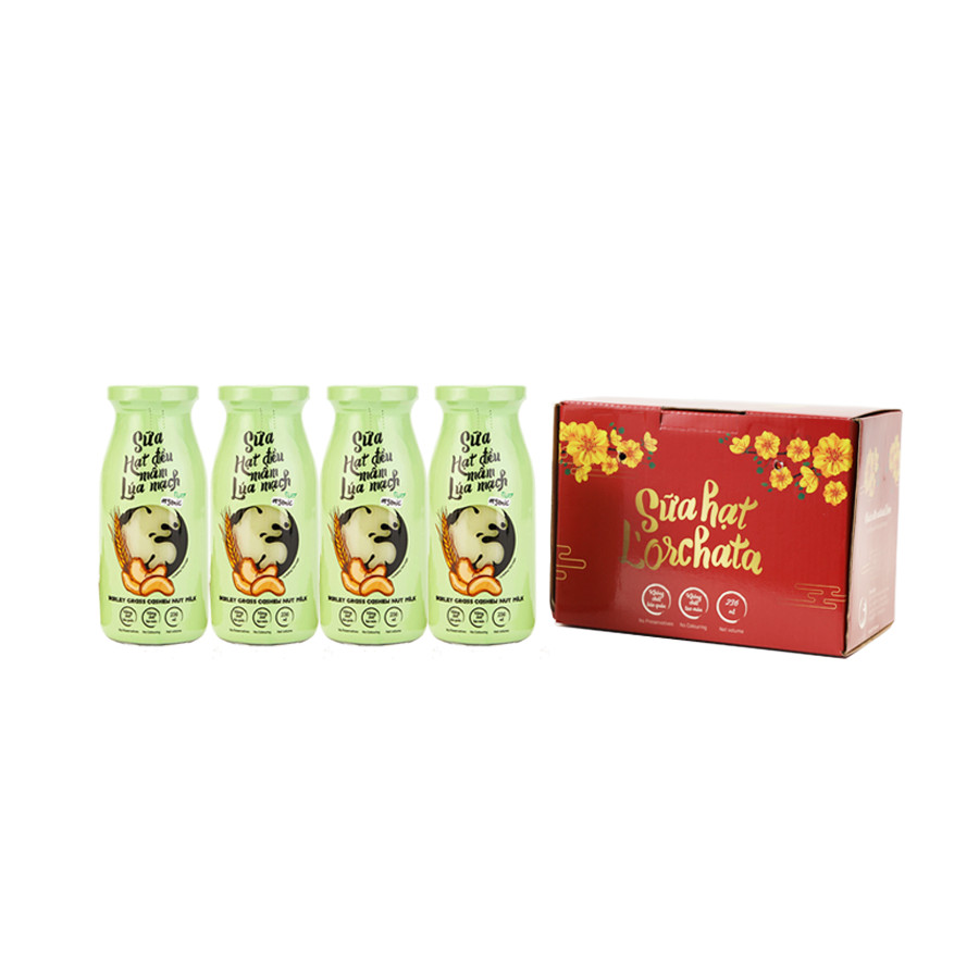 Hộp 6 chai sữa hạt L'ORCHATA vị hạt điều mầm lúa mạch 236ml