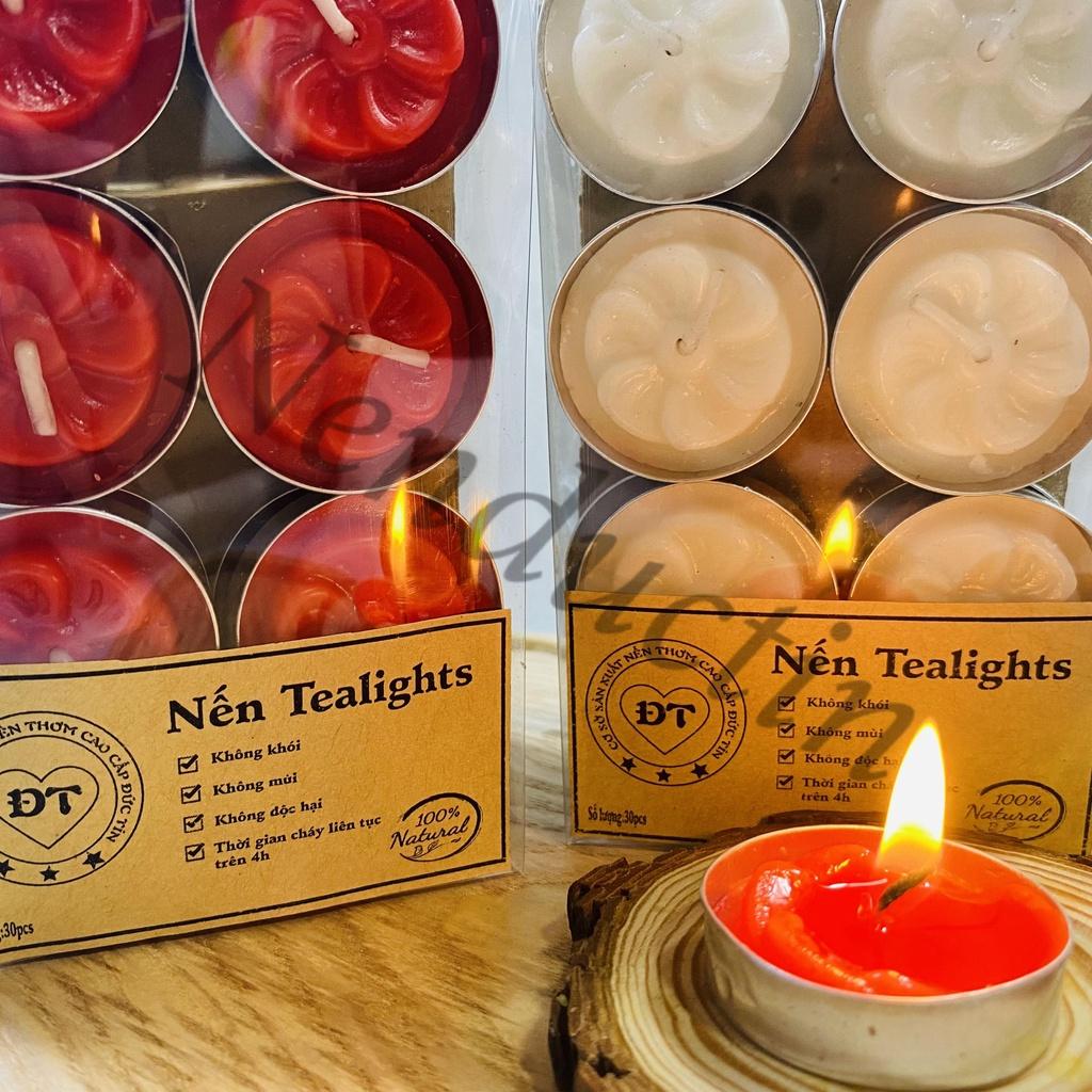 30 Tealight viên cao cấp cháy trong 1,5 đến 2h không khói an toàn cho sức khỏe