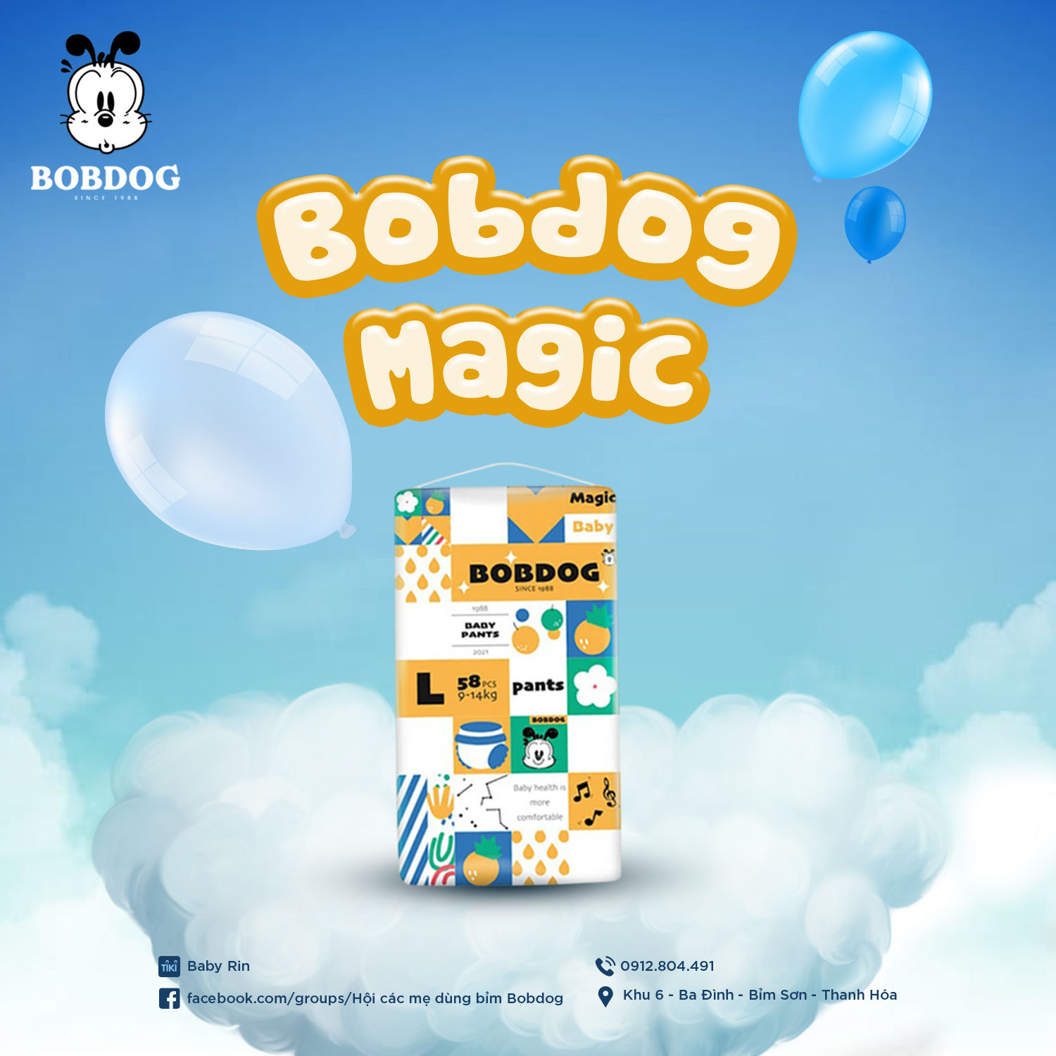 Tã quần BOBDOG Magic Blind Box size L58/XL54/XXL50/XXXL46