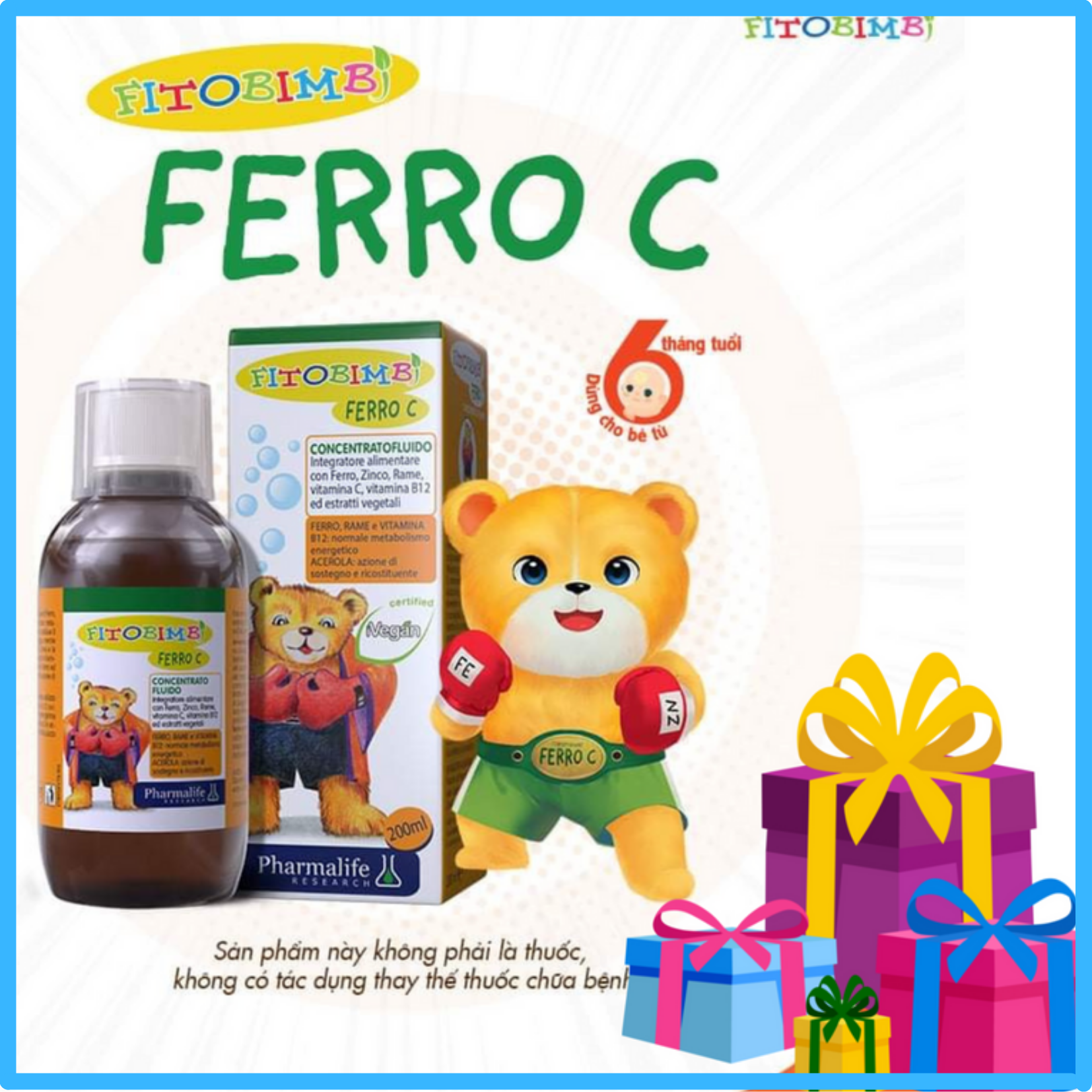 Fitobimbi Ferro C Bổ Sung Sắt, Kẽm, Vitamin C 200ml Kèm Quà Tặng