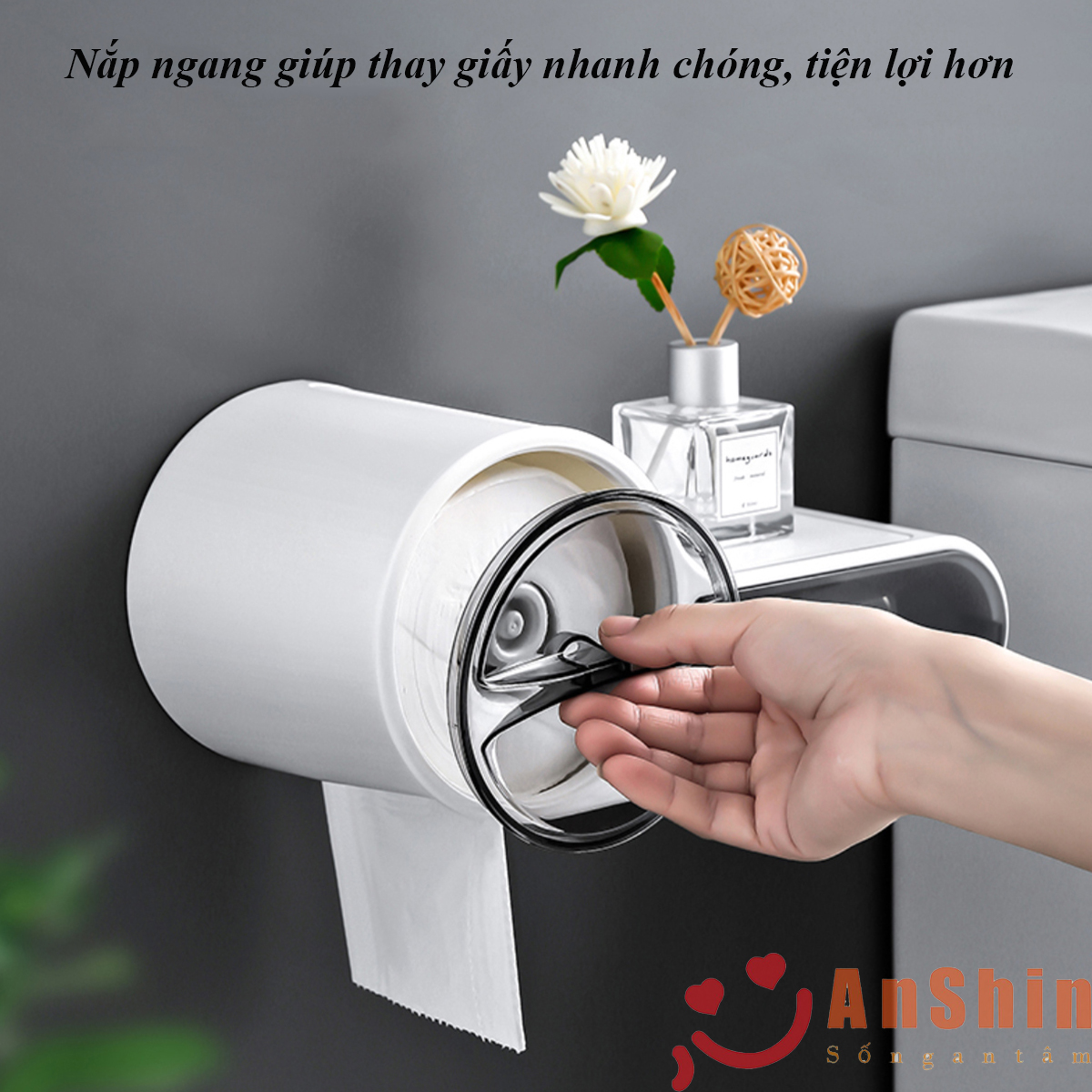 Hộp đựng giấy vệ sinh 2 ngăn dán tường - nhựa ABS cao cấp hình chìa khóa sang trọng