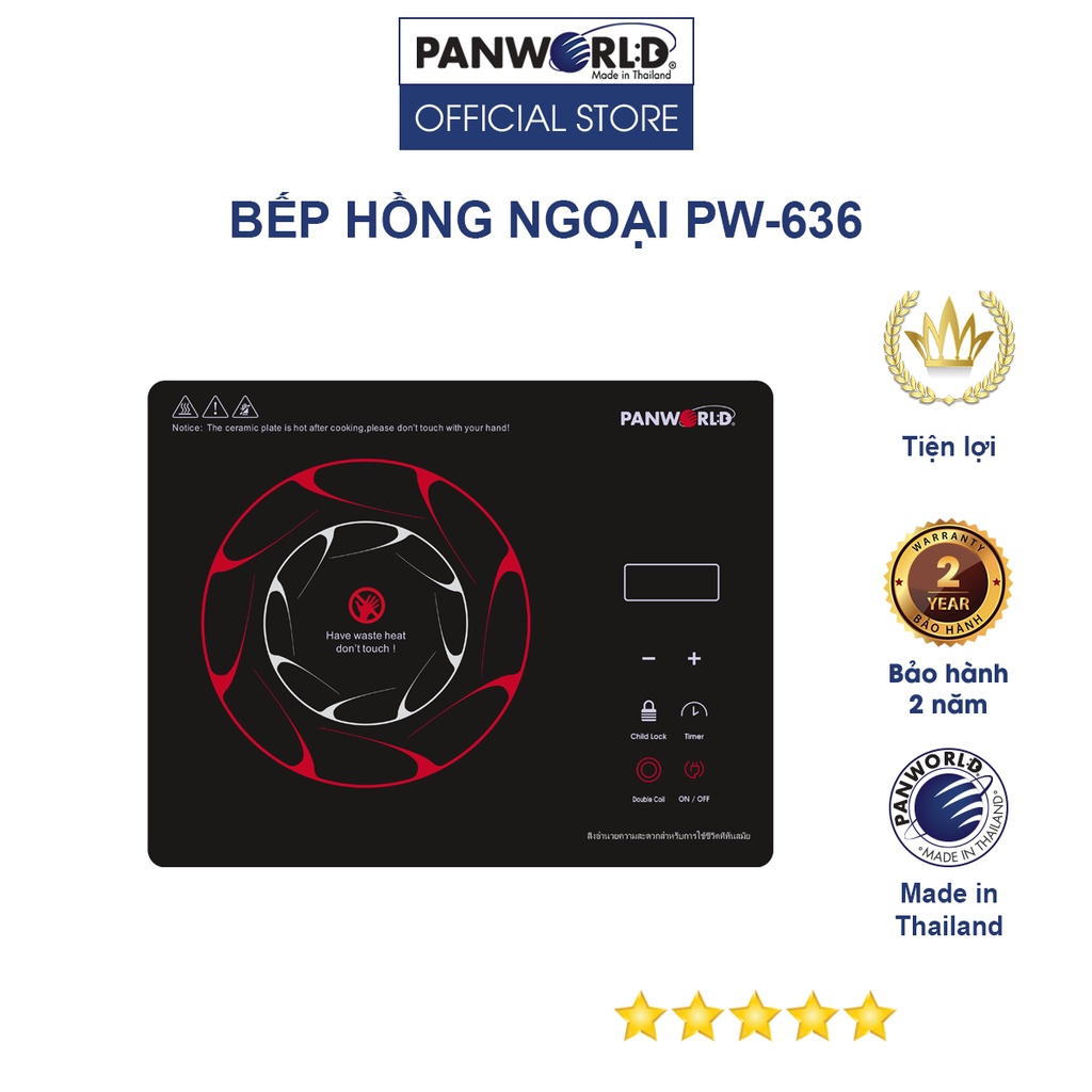 Bếp hồng ngoại đơn Panworld PW-636 nhập khẩu Thái Lan - Hàng chính hãng