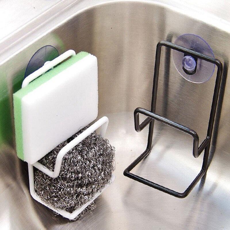 Kitchen Rack Double-Deck Iron Sink Sponge Drainage Rack With Suction Cup Multi-Purpose Sundries Storage Rack Clean Ball Rack