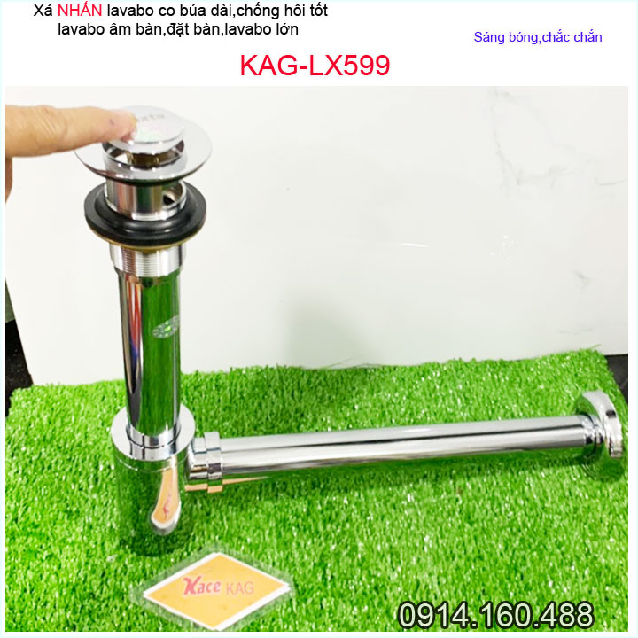 Xả lavabo KAG-LX599 Korea, bộ xả bồn rửa mặt co búa cao cấp inox dày sáng bóng thoát nhanh chống hôi tốt