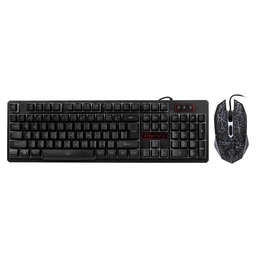 USB Wired Gaming Keyboard and Mouse Combo Waterproof 3 Color Backlit 2000DPI for Home Office