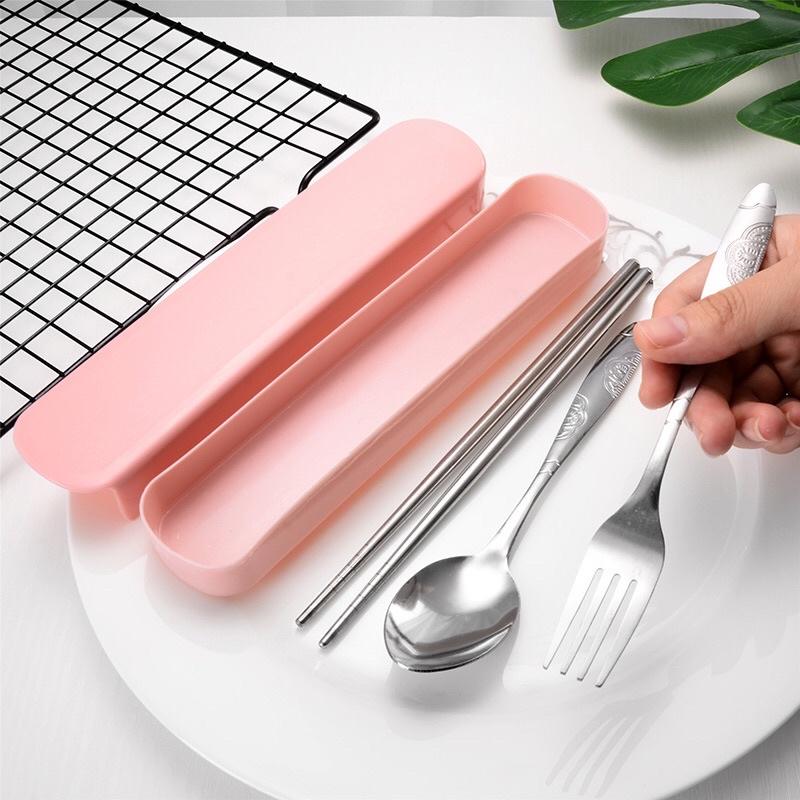 Bộ Đũa, Thìa, Dĩa Inox - Bộ Đũa Thìa Văn Phòng Du Lịch Tiện Lợi