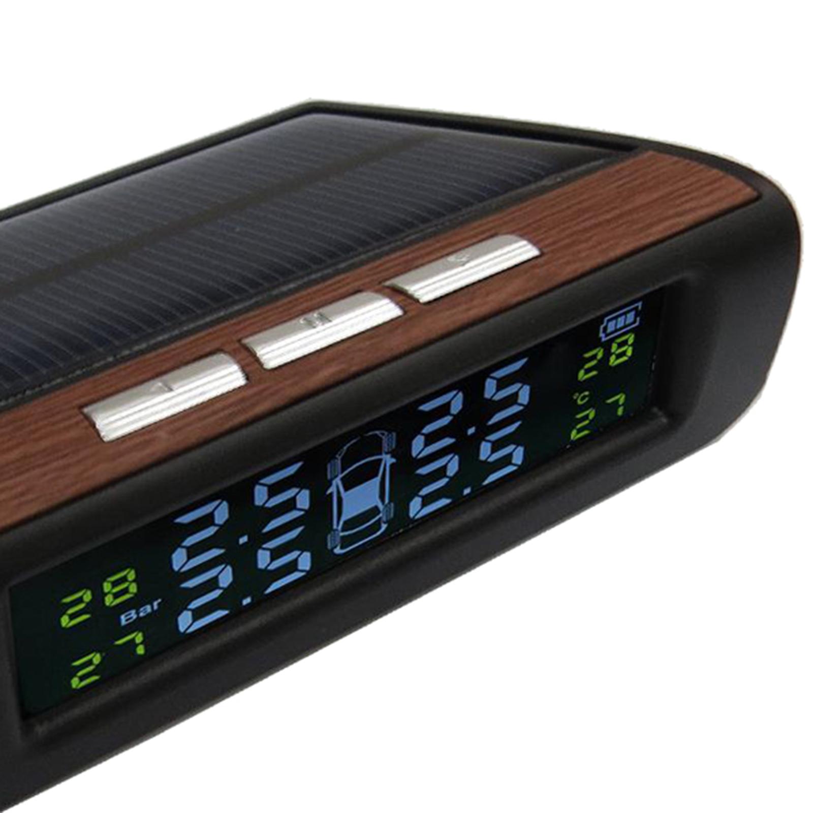 Tire Pressure Monitoring System Solar Power Wireless TPMS,Safety Monitor with 4 Sensors LCD Display Real Time Auto Alarm Pressure Temperature for Cars