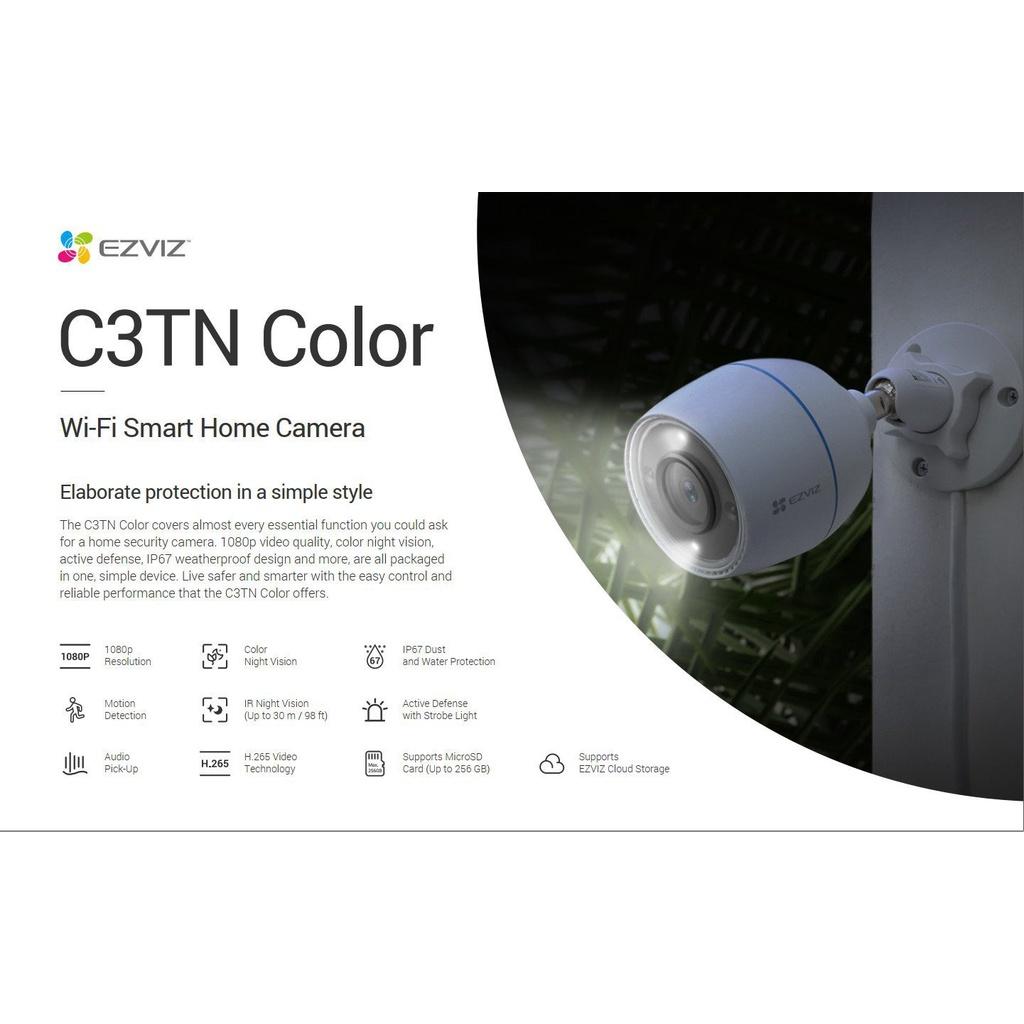 Camera Wifi Ngoài Trời EZVIZ C3TN 2M Color Night Vision - có màu ban đêm, mẫu mới 2022 H265 - hàng chính hãng