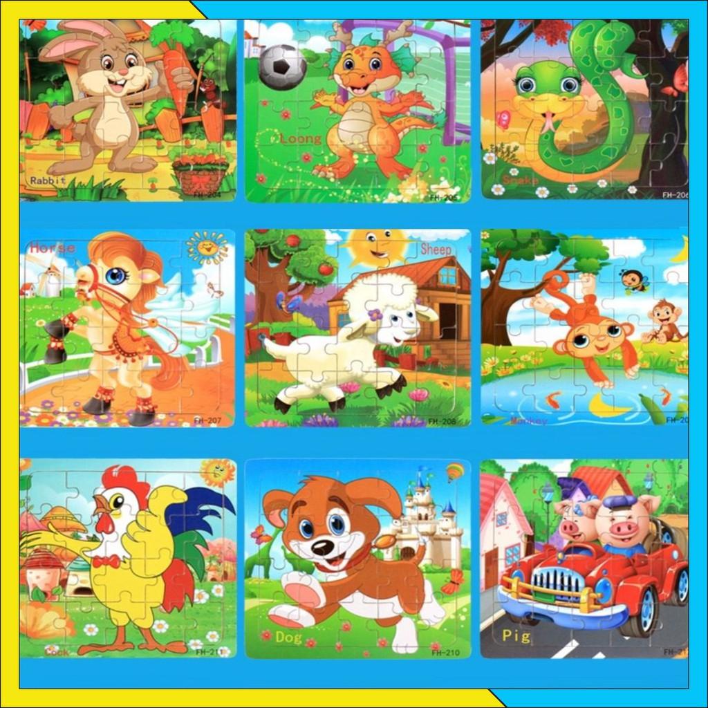 COMBO 10 TRANH XẾP HÌNH GỖ PUZZLE 20 MIẾNG CHO BÉ LOẠI ĐẸP