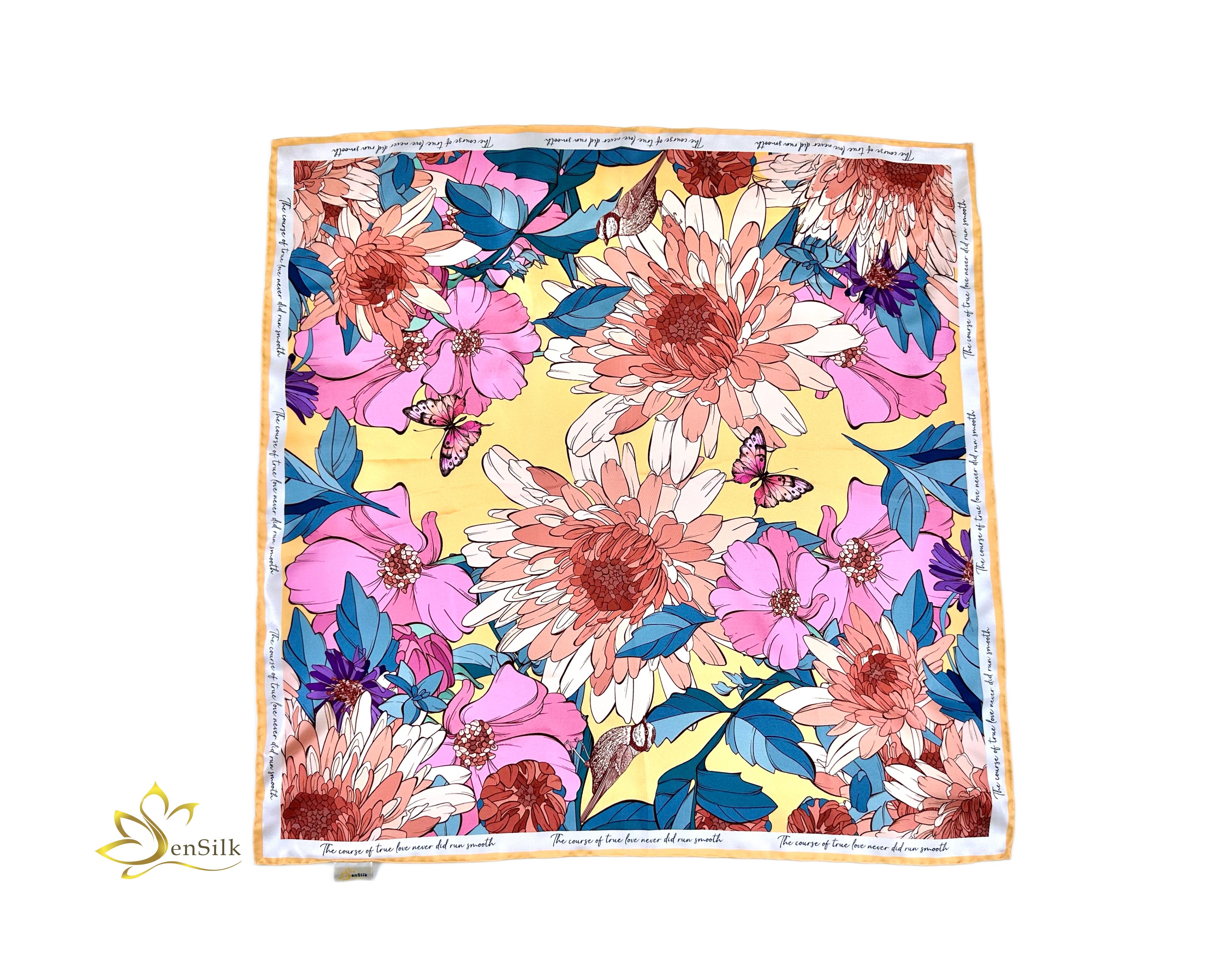 Khăn Lụa Vuông SenSilk in Kỹ Thuật Số 65x65cm - Printed Square Silk Scarves - Quà Việt Nam Cao Cấp