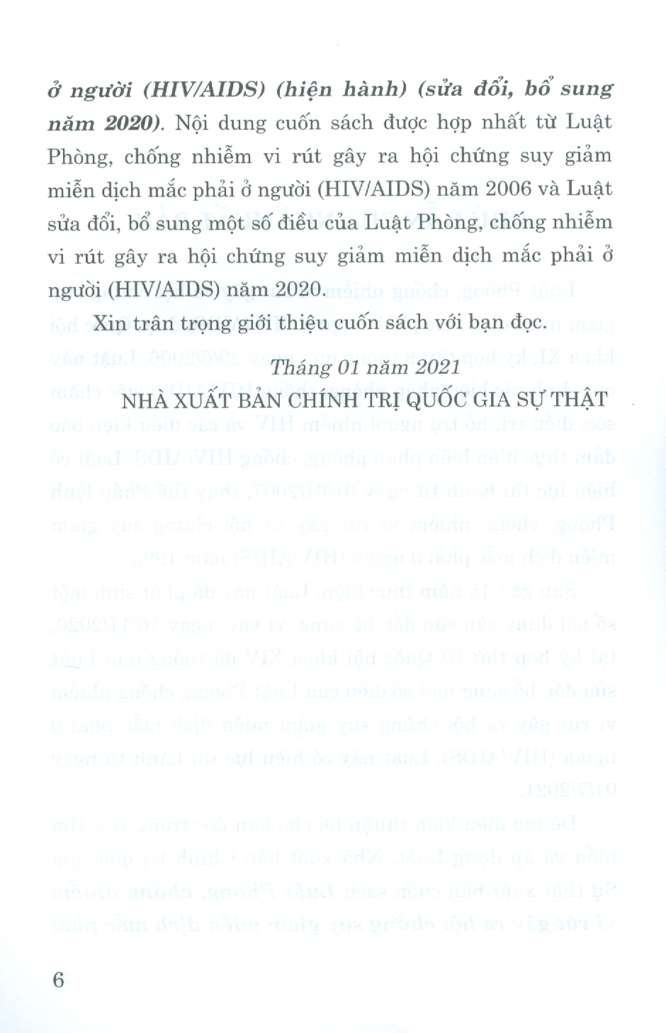 Sách Luật Phòng Chống Vi Rút Gây Ra Hội Chứng Suy Giảm Miễn Dịch Mắc Phải Ở Người (HIV/AIDS) (Hiện hành) (Sửa Đổi Bổ Sung Năm 2020)