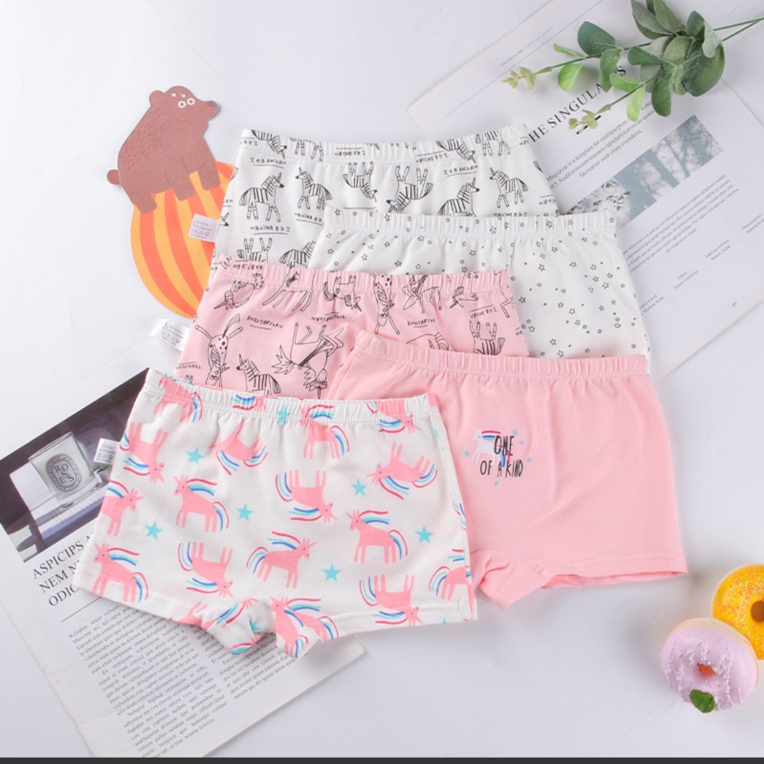 Quần chip bé gái combo 5 quan lót trẻ em vải cotton in hình hoạt hình dễ thương cho bé kg