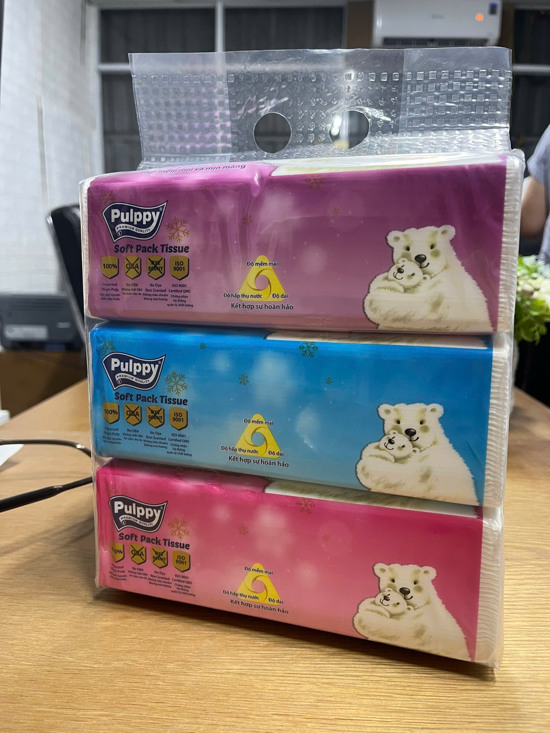 Khăn Giấy Rút Pulppy Polar Bear Bịch Khăn Giấy 180 Tờ 2 Lớp