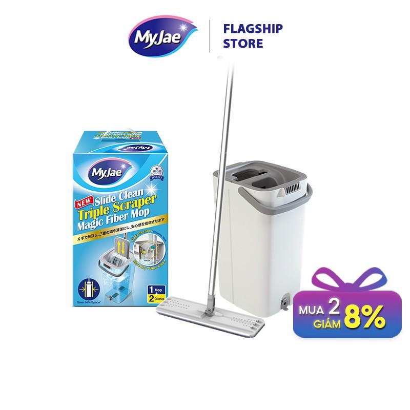 Bộ cây lau nhà tự vắt thông minh 3 thanh vắt sợi microfiber