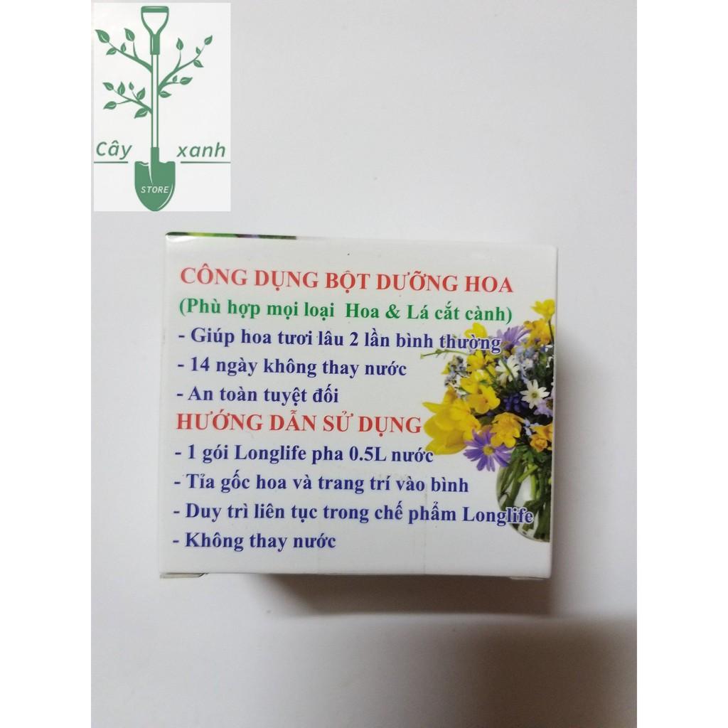 Bột Pha Nước Cắm Hoa Tươi Lâu Long Life 1 Hộp 10 Gói - Bột Dưỡng Hoa Không Héo, Lâu Tàn, Không Thối Nước