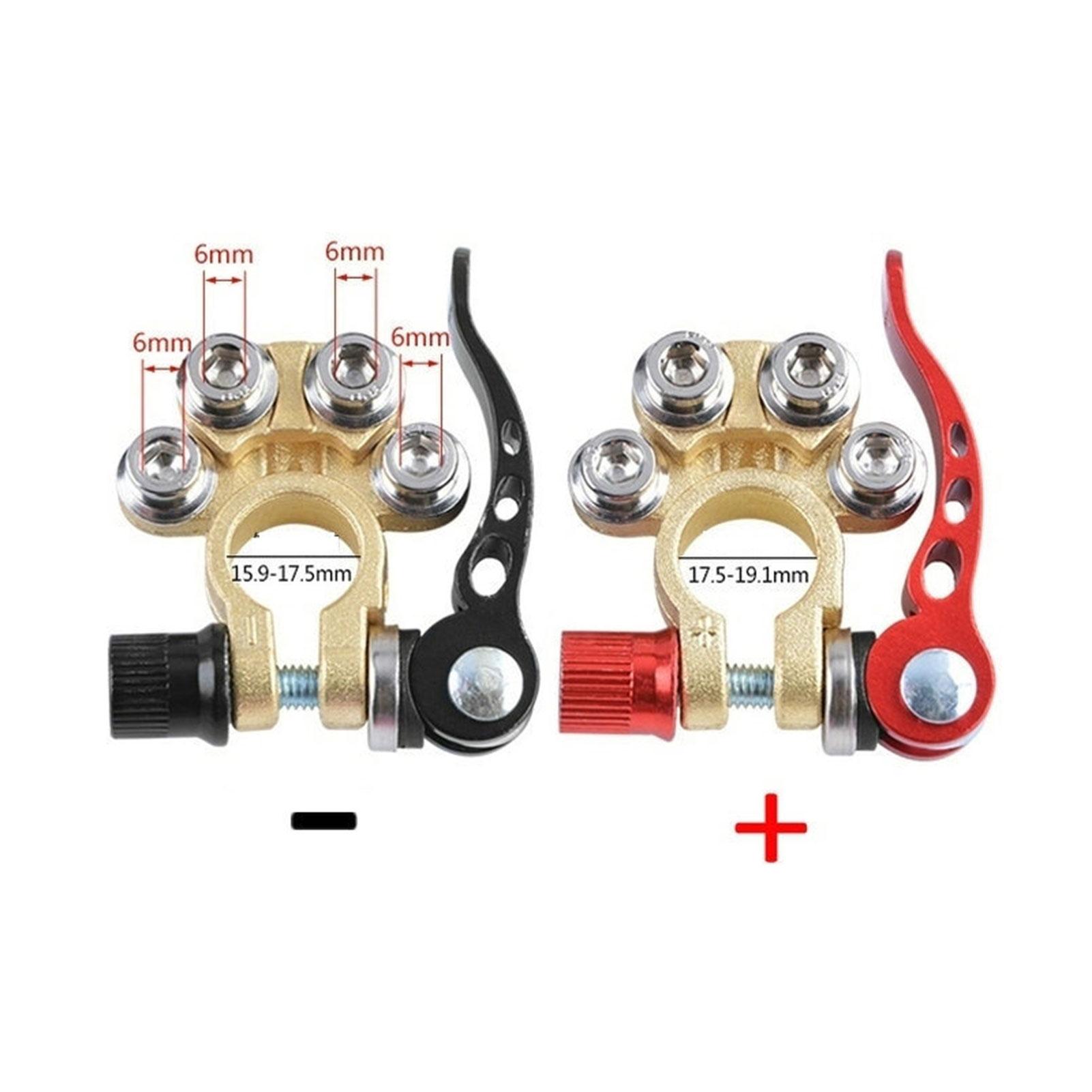 2Pcs Car Battery Terminal Connector Clamp Adjust Disconnect Quick Release Tool with 1Pc Hexagon Wrench